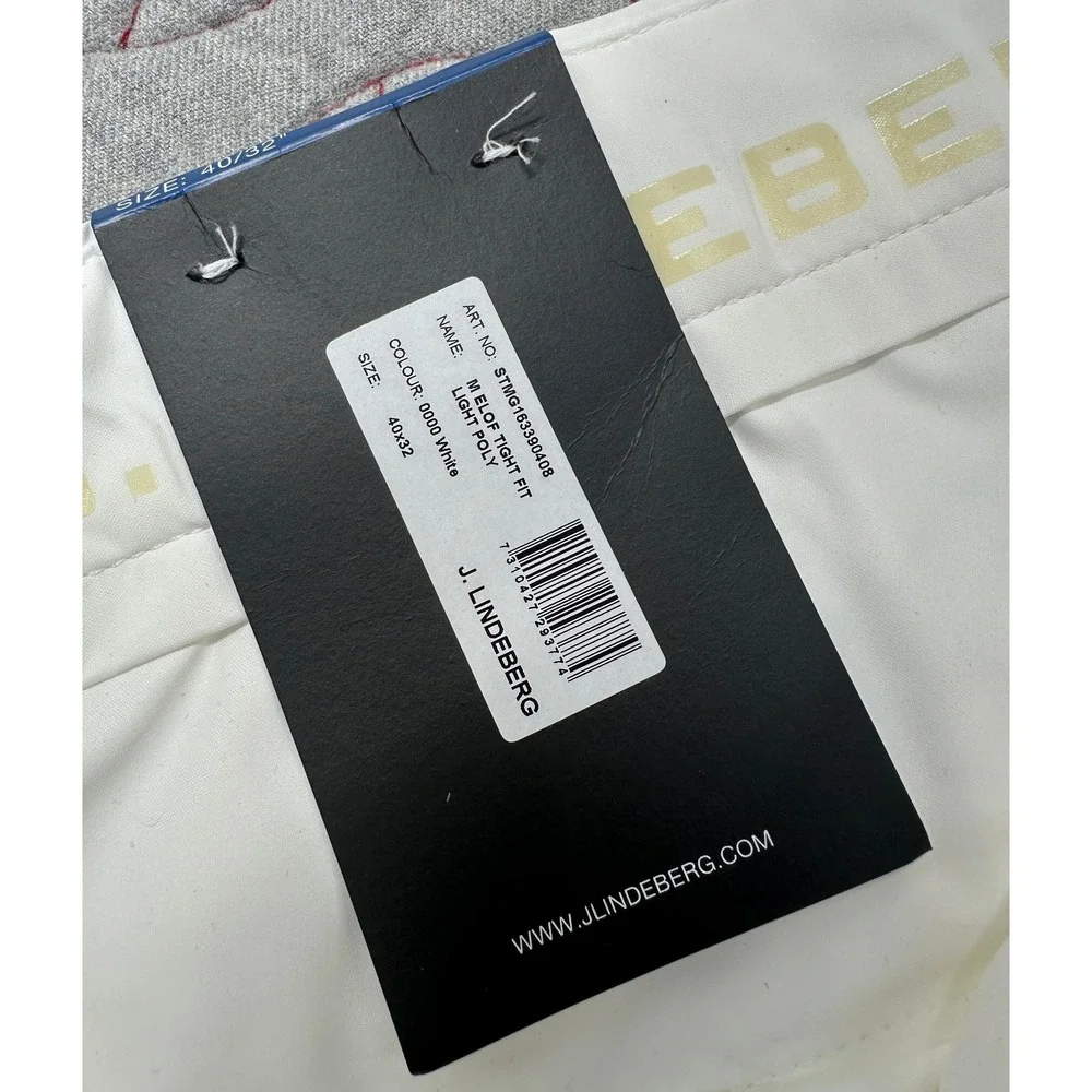 J.Lindeberg Elof Tight Fit Pants White Light Poly Golf / Mens 40x32